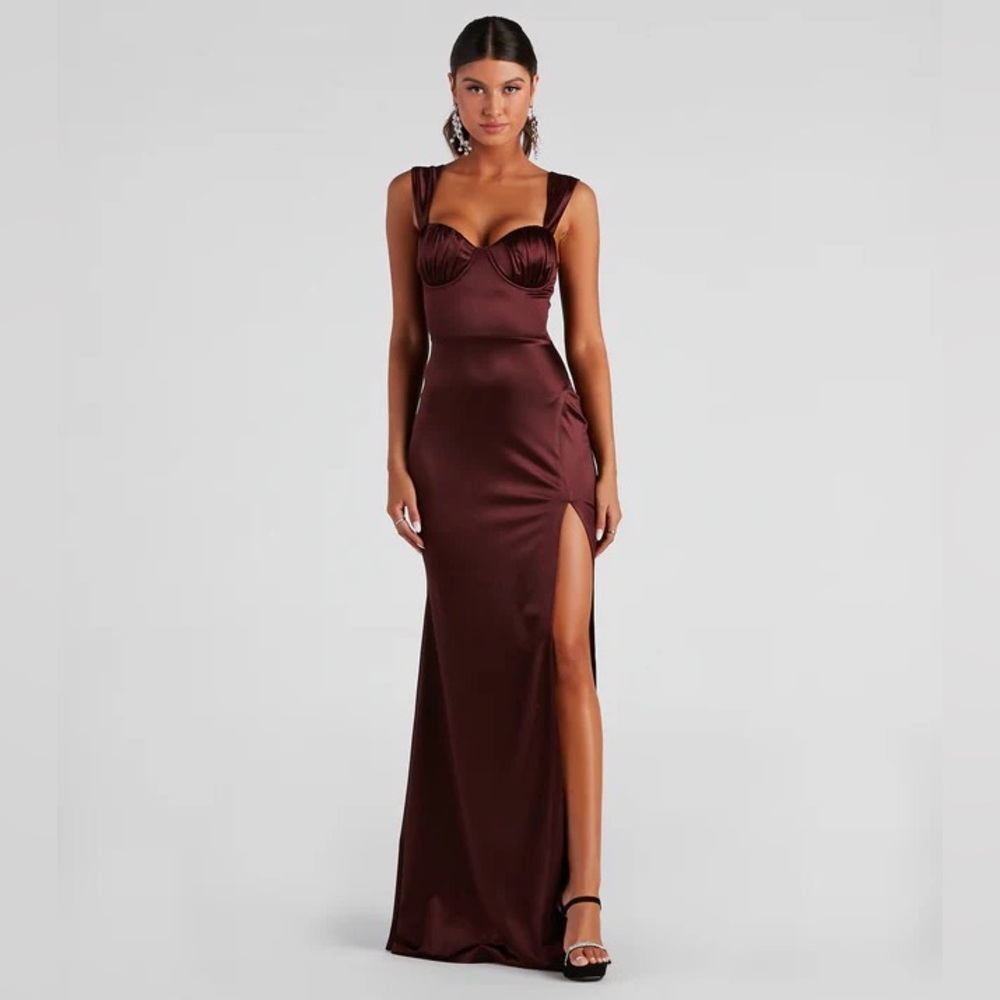 Windsor NAVY Satin Maxi Dress - Elegant & Timeless